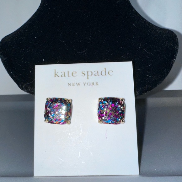 New Kate Spade - Small MultiGlitter Square Stud Earring - Picture 10 of 11